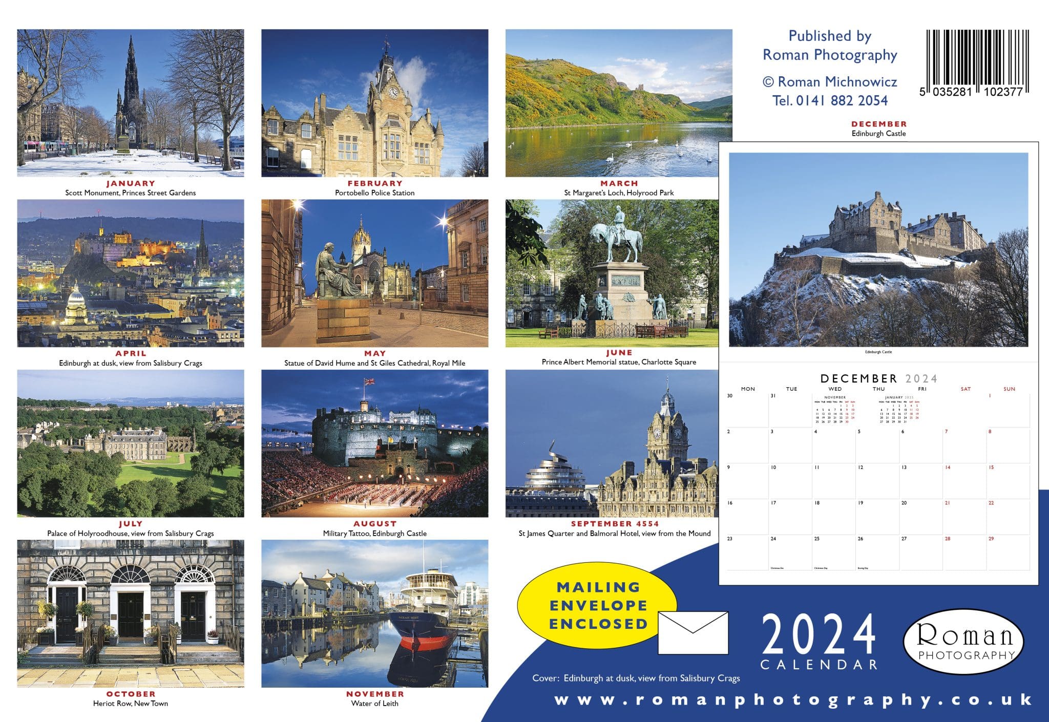 Edinburgh 2024 Calendar Roman Photography