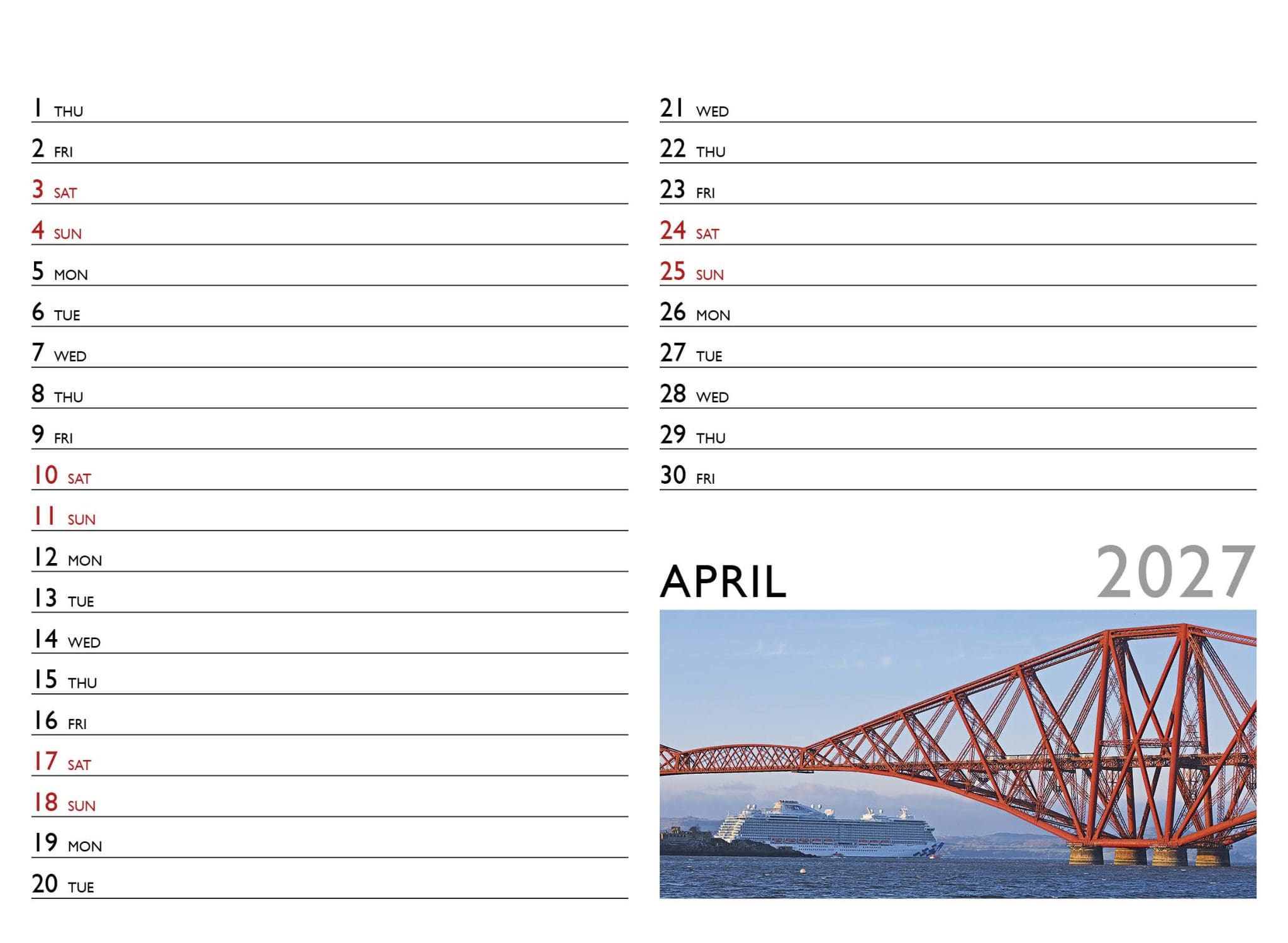 Scotland Desktop 2027 Calendar - Image 2